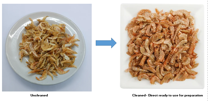 Dry prawns cleaned (Ready to use). Ilok Premium Dry Fish